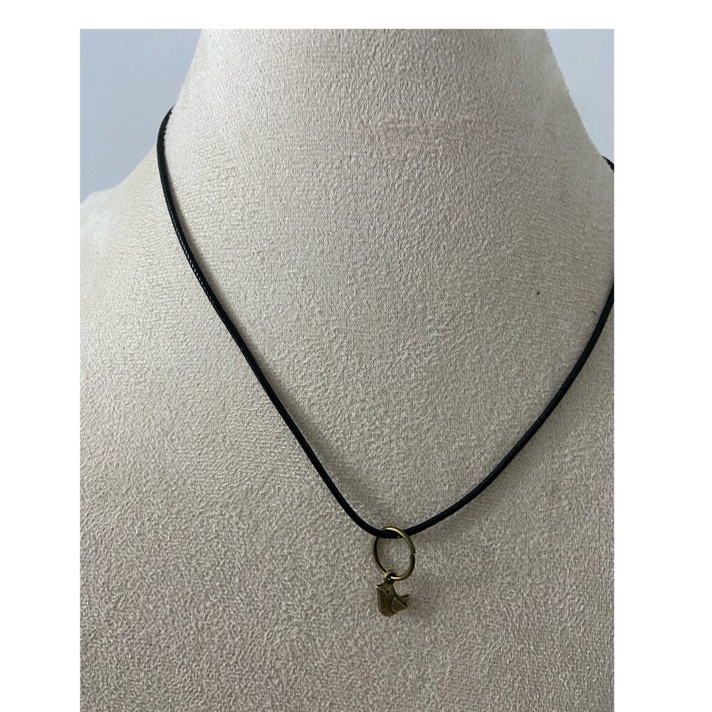 bird pendant necklace brass tone